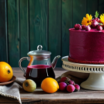 **

A beautifully decorated домашний торт (homemade cake) with vibrant pink frosting made from свекольный сок (beetroot juice). The cake is adorned with fresh berries and edible flowers, arranged on a rustic wooden table. Background: a cozy kitchen with traditional Russian samovar and embroidered полотенца (towels). fully clothed, safe for work, appropriate content, professional, modest. perfect anatomy, correct proportions, natural pose, well-formed hands, proper finger count, natural body proportions.

**