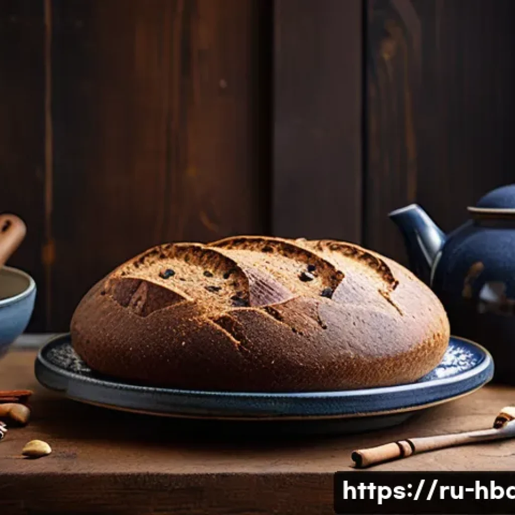 홈베이킹 지역별 베이킹 트렌드 - A cozy northern kitchen scene showcasing dense, rustic rye bread loaves studded with cranberries, bl...