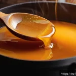Home 19 홈베이킹 달고나 만들기 - A close-up view of a traditional dalgona candy being caramelized in a thick-bottomed pot over medium...